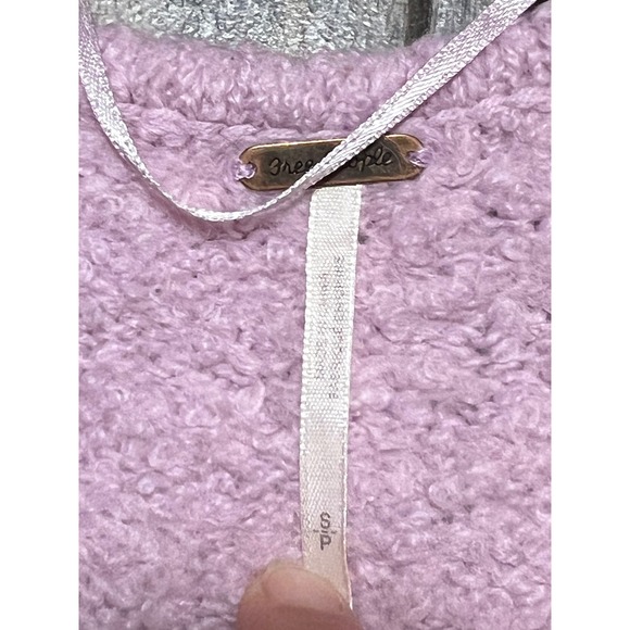 Free People Shaggy Fuzzy Knit Sweater Pullover Pink Purple Size Small Alpaca ** - Picture 6 of 9